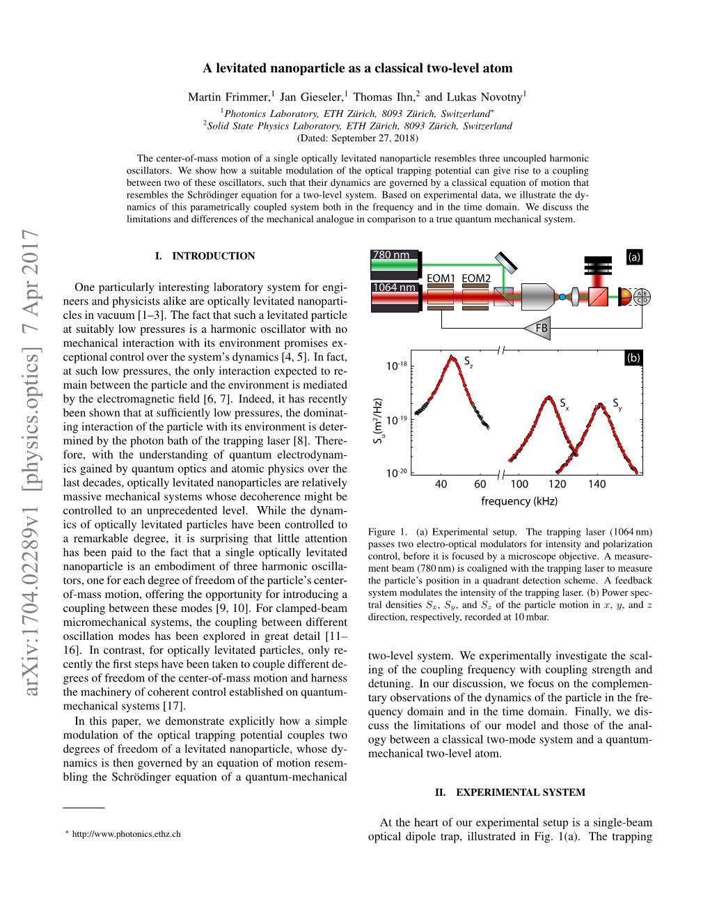 A Levitated Nanoparticle As a Classical Two-Level Atom