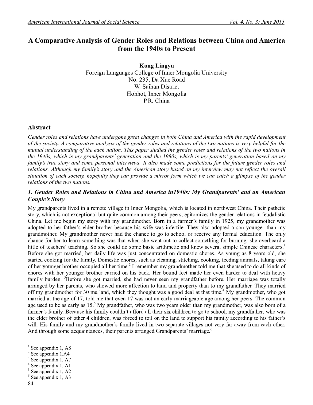 A Comparative Analysis of Gender Roles and Relations Between China and America from the 1940S to Present