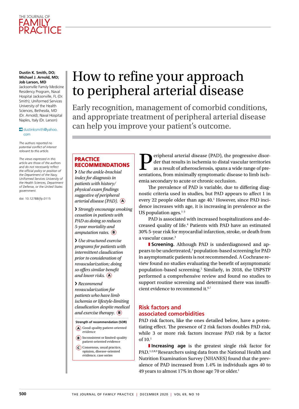 How to Refine Your Approach to Peripheral Arterial Disease