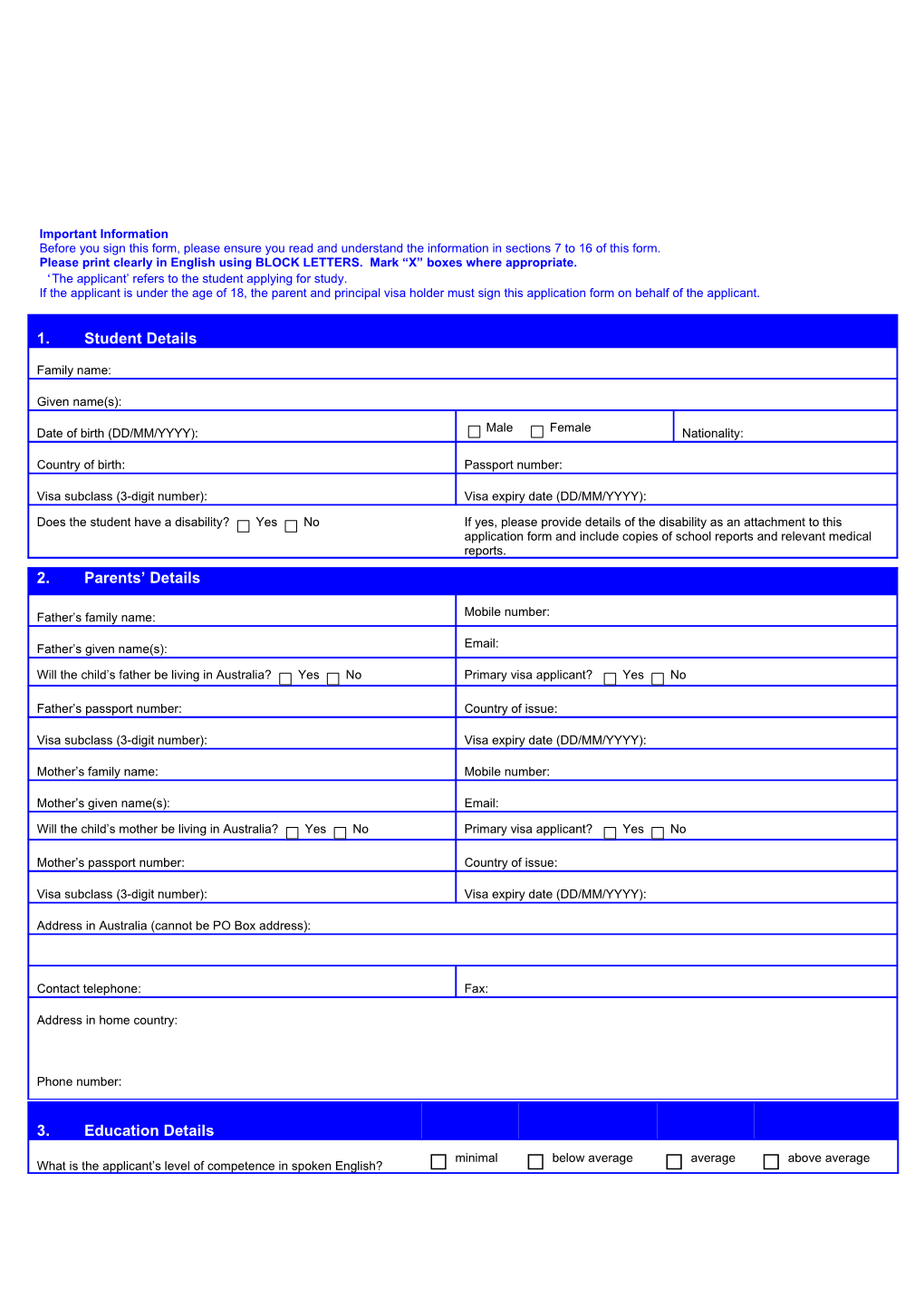 Temporary Residents - 2017 Application Form