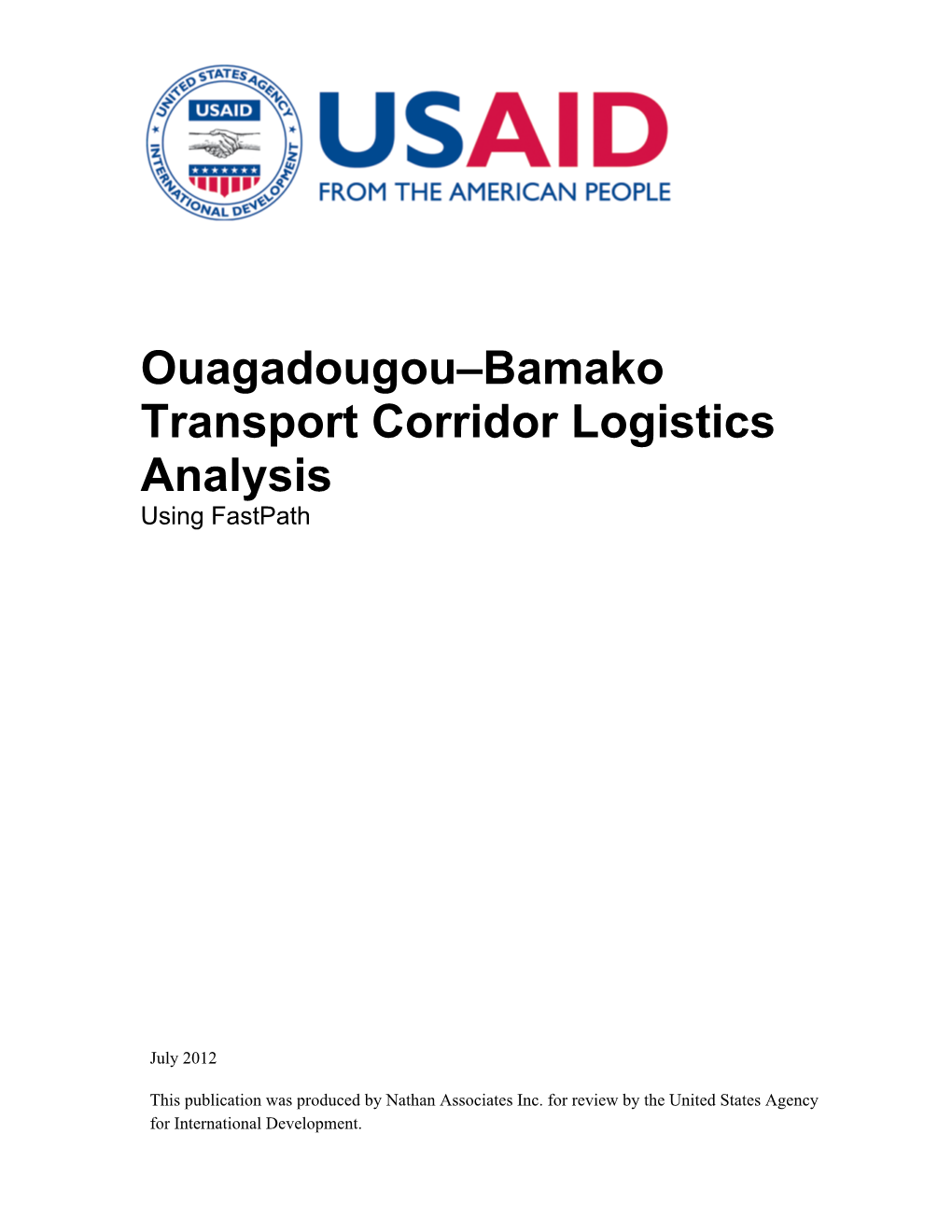 Ouagadougou–Bamako Transport Corridor Logistics Analysis Using Fastpath