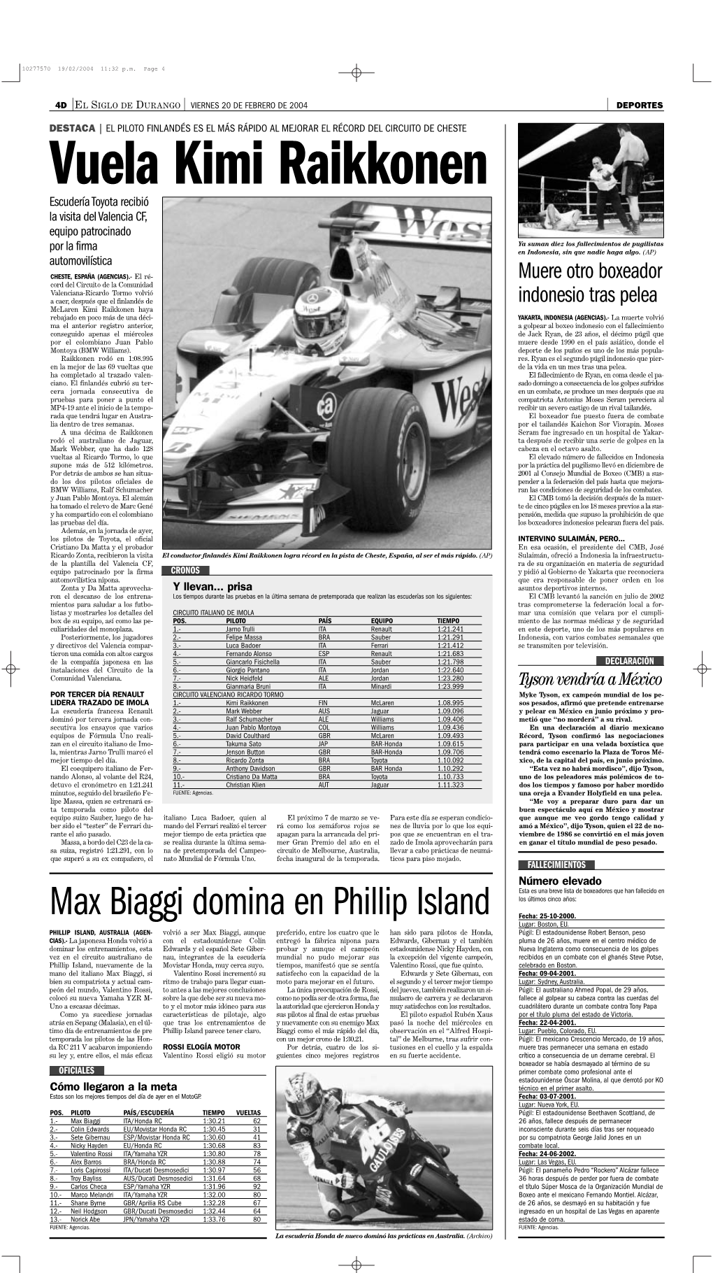 Max Biaggi Domina En Phillip Island Fecha: 25-10-2000