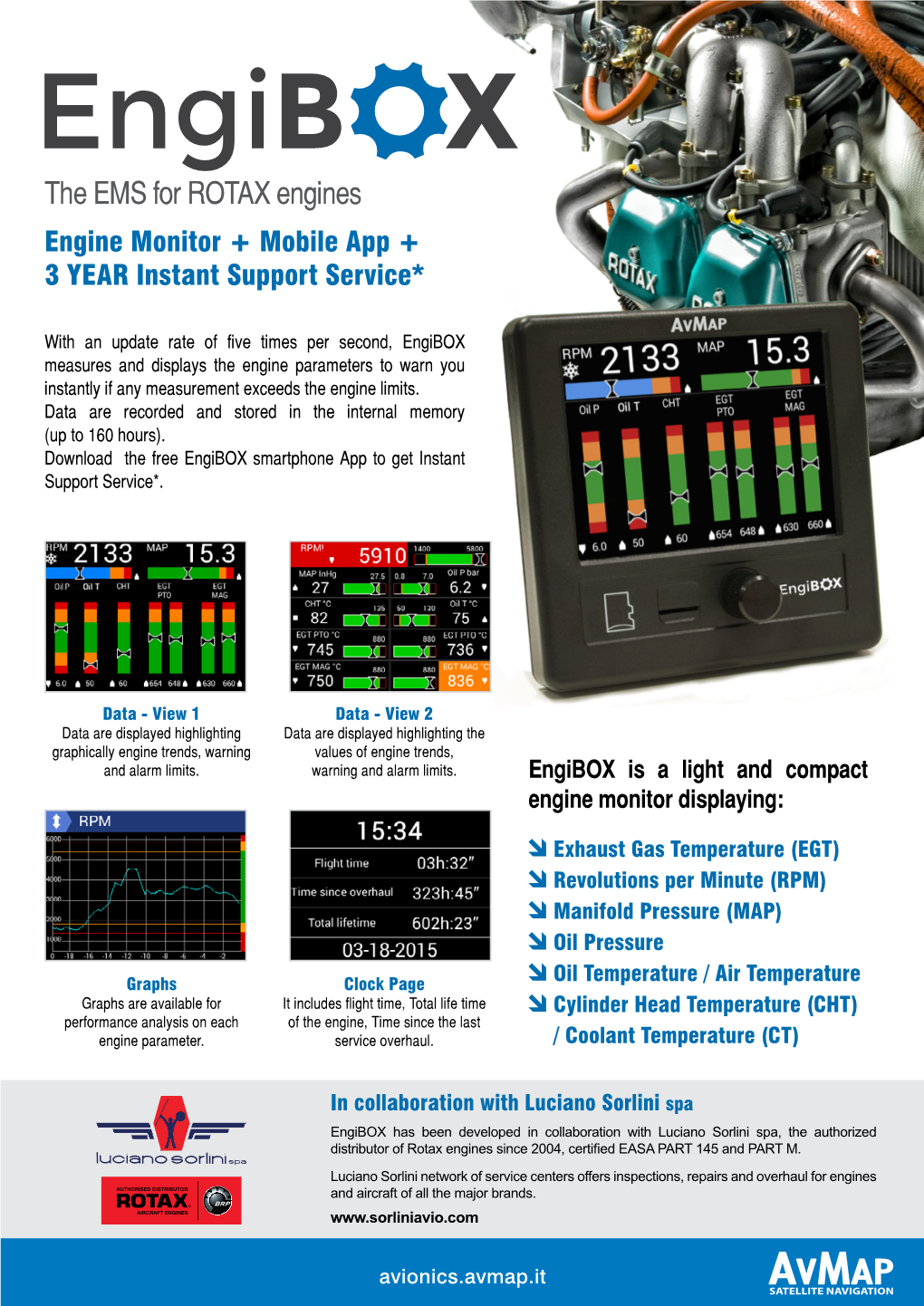 The EMS for ROTAX Engines Engine Monitor + Mobile App + 3 YEAR Instant Support Service*