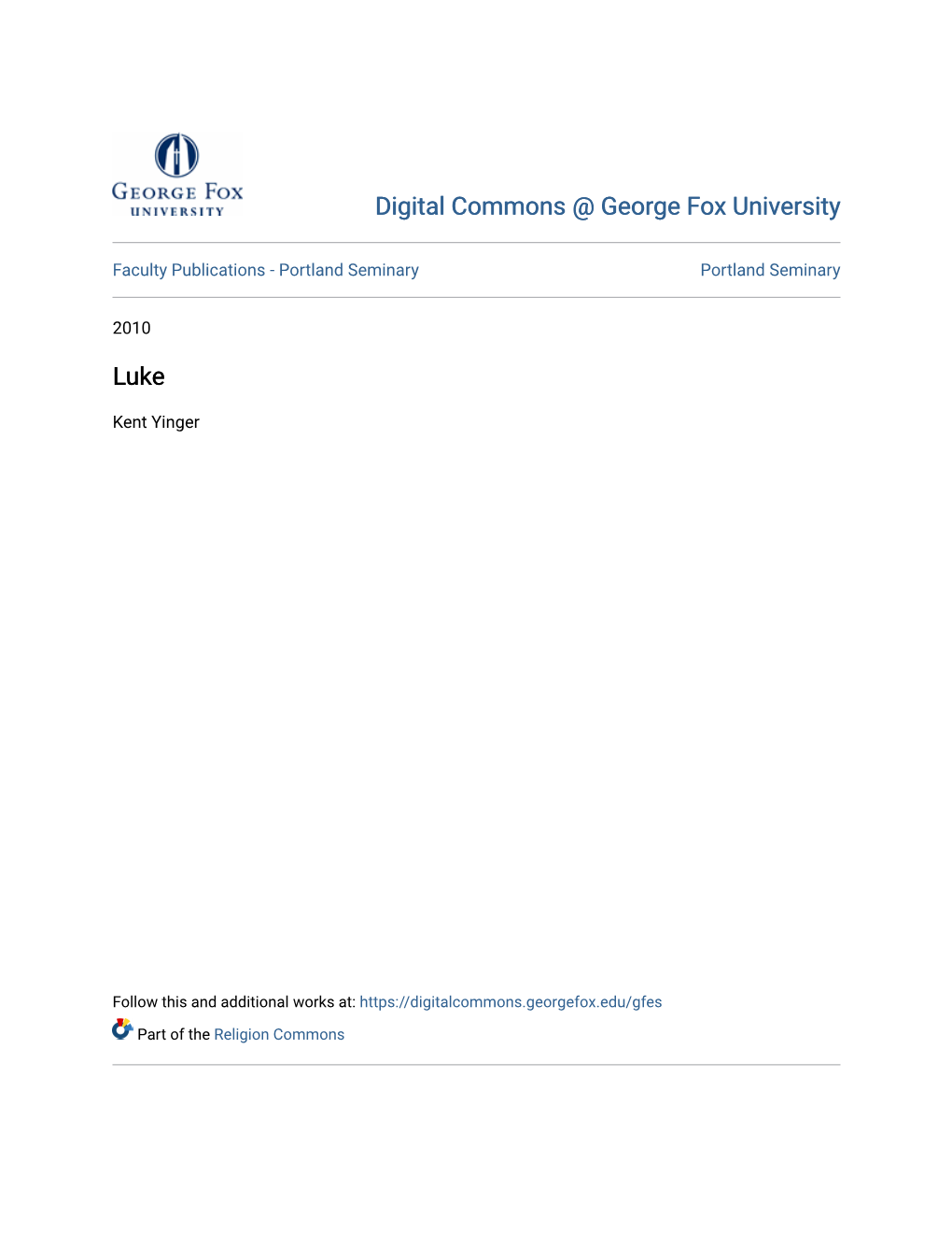 Digital Commons @ George Fox University Luke