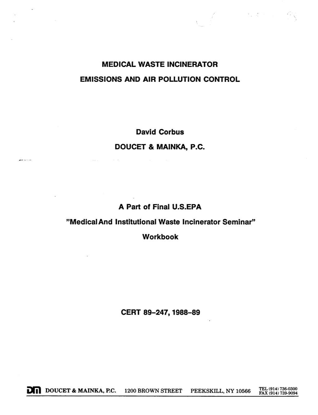 Medical Waste Bincinerator Emissions and Air Pollution Control