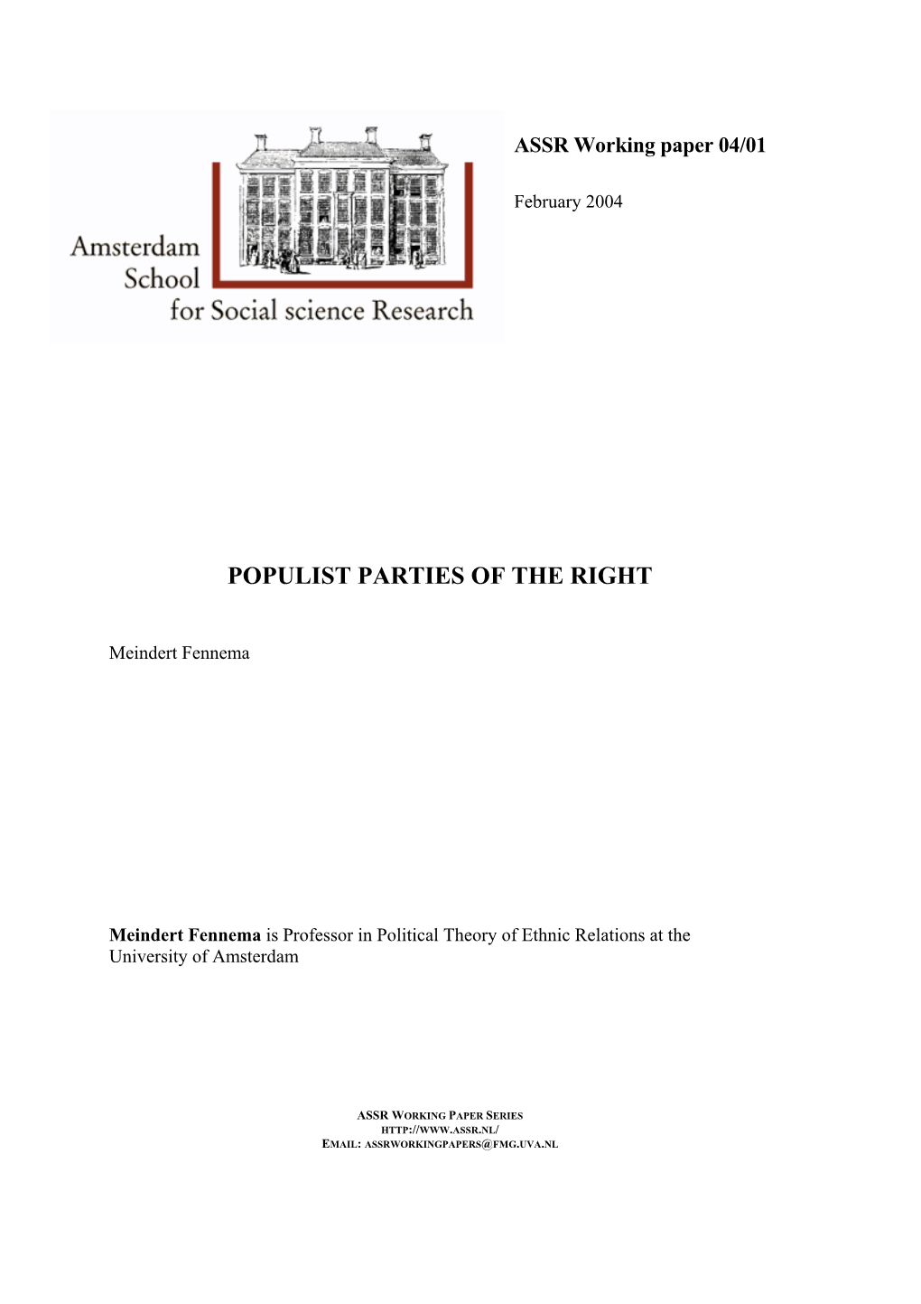 Populist Parties of the Right