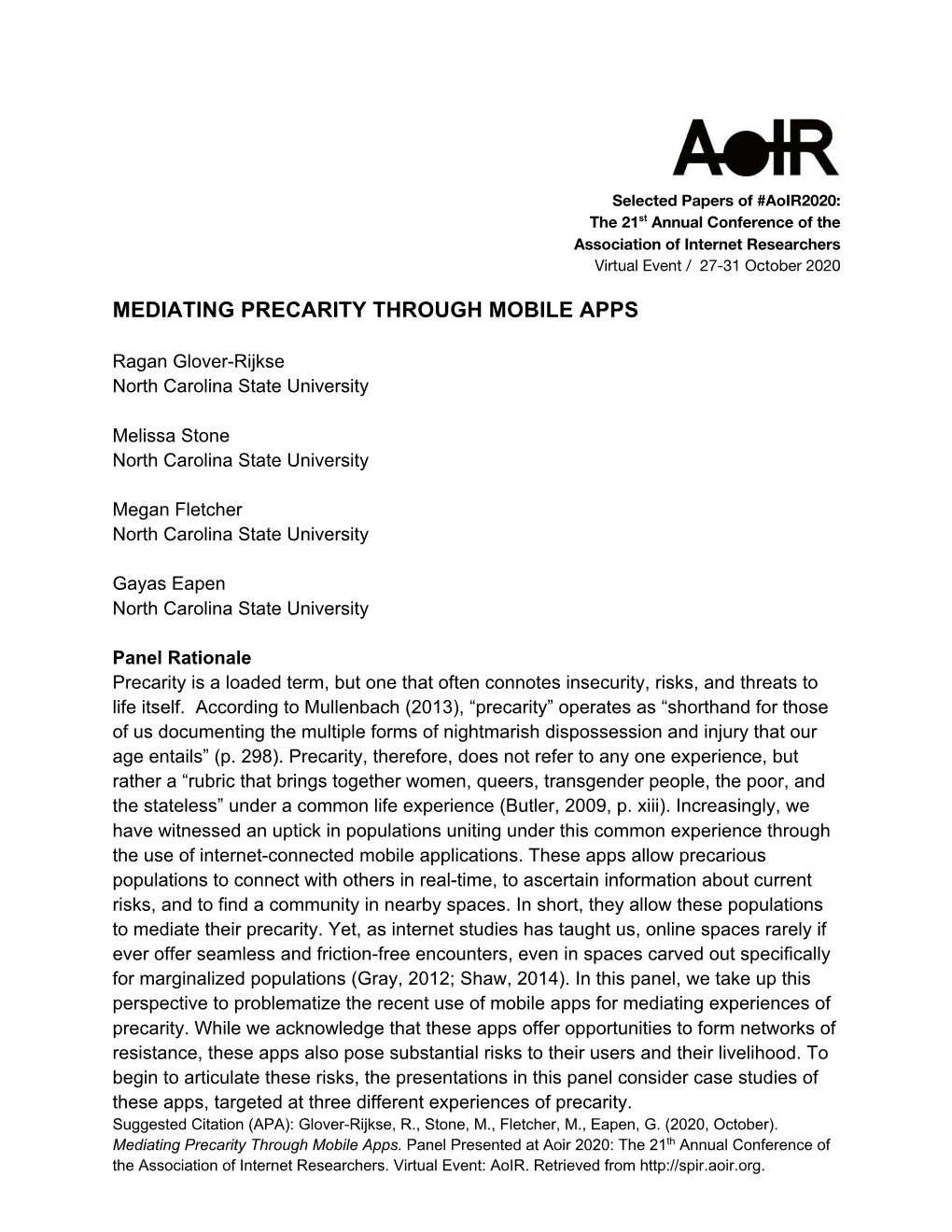 Mediating Precarity Through Mobile Apps