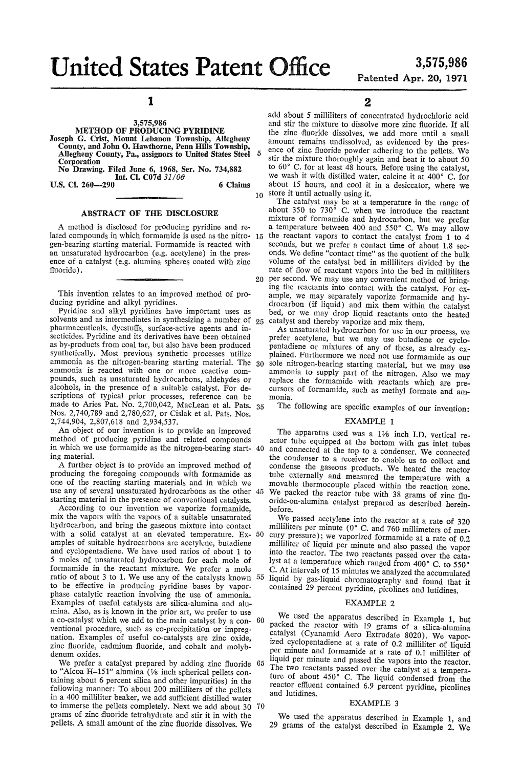 United States Patent Office Patented Apr