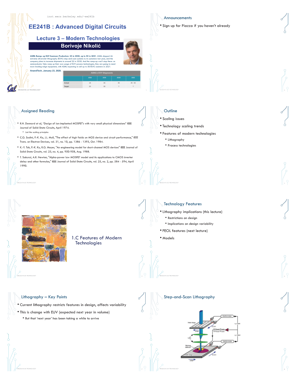 EE241B : Advanced Digital Circuits • Sign up for Piazza If You Haven’T Already