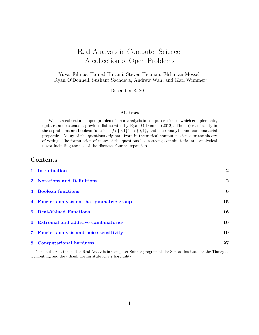 Real Analysis in Computer Science: a Collection of Open Problems