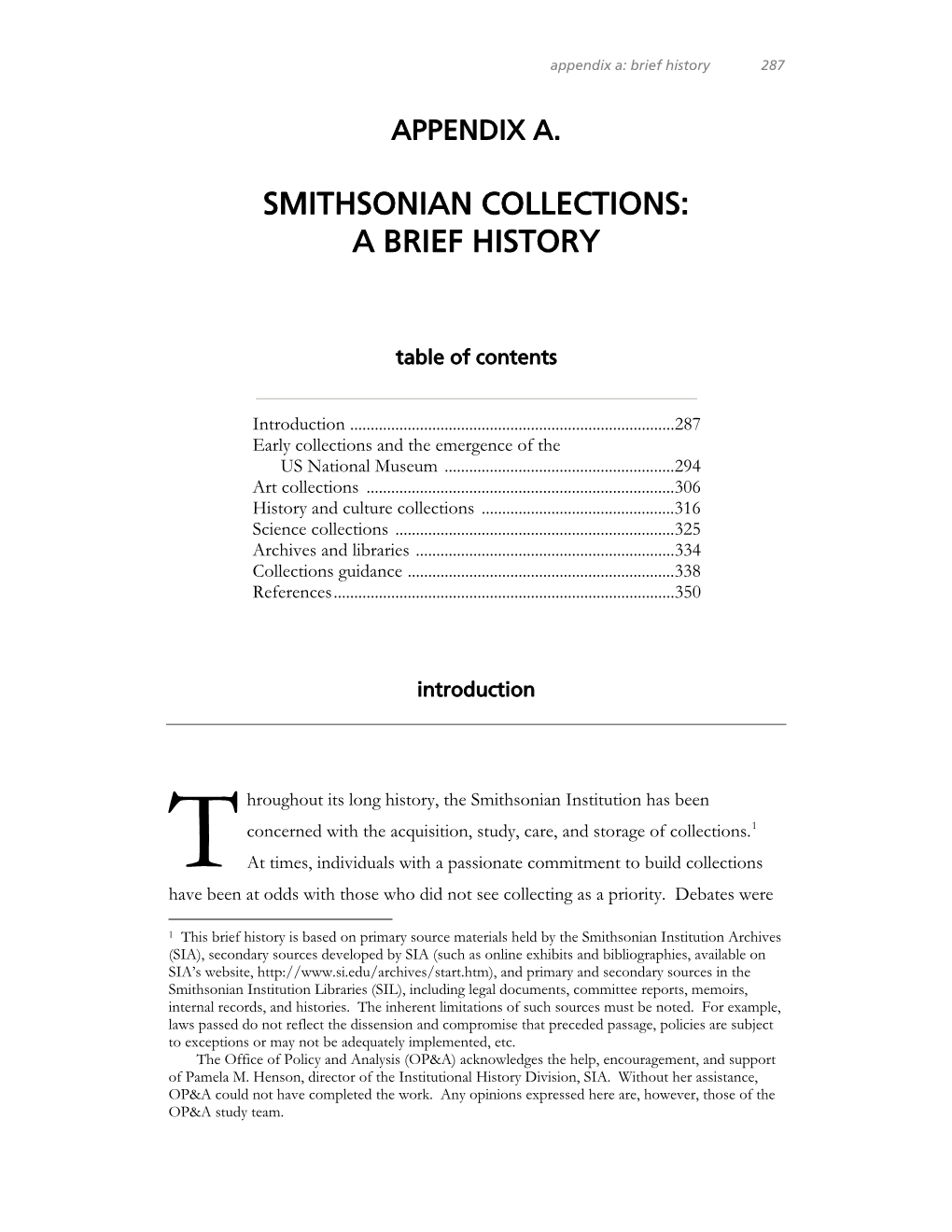 Smithsonian Collections: a Brief History