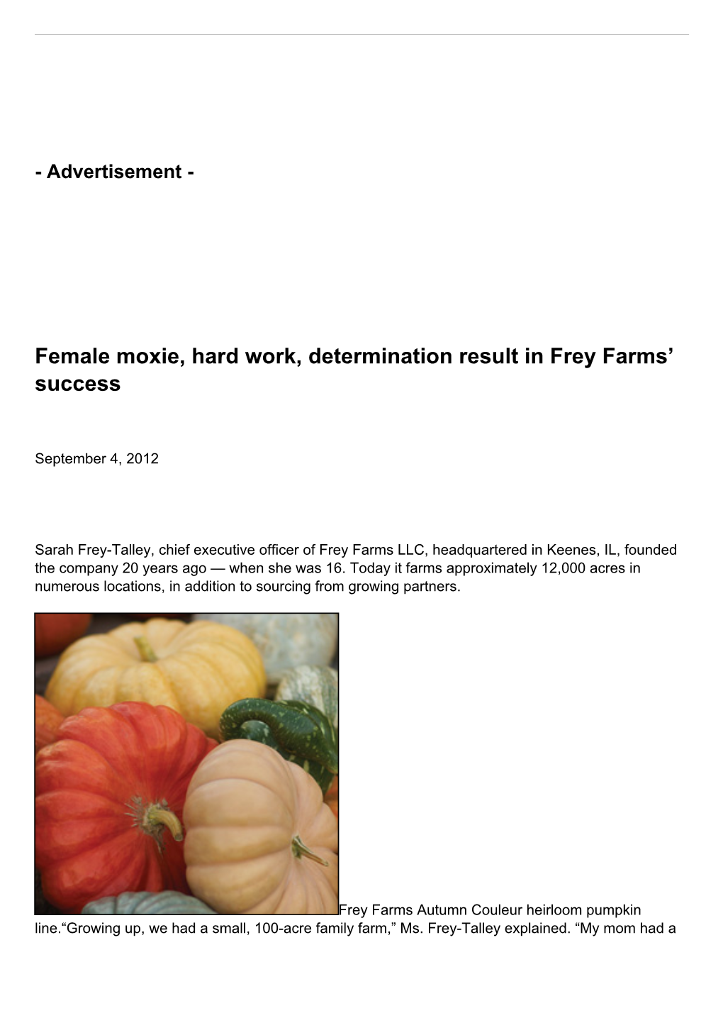 Female Moxie, Hard Work, Determination Result in Frey Farms' Success