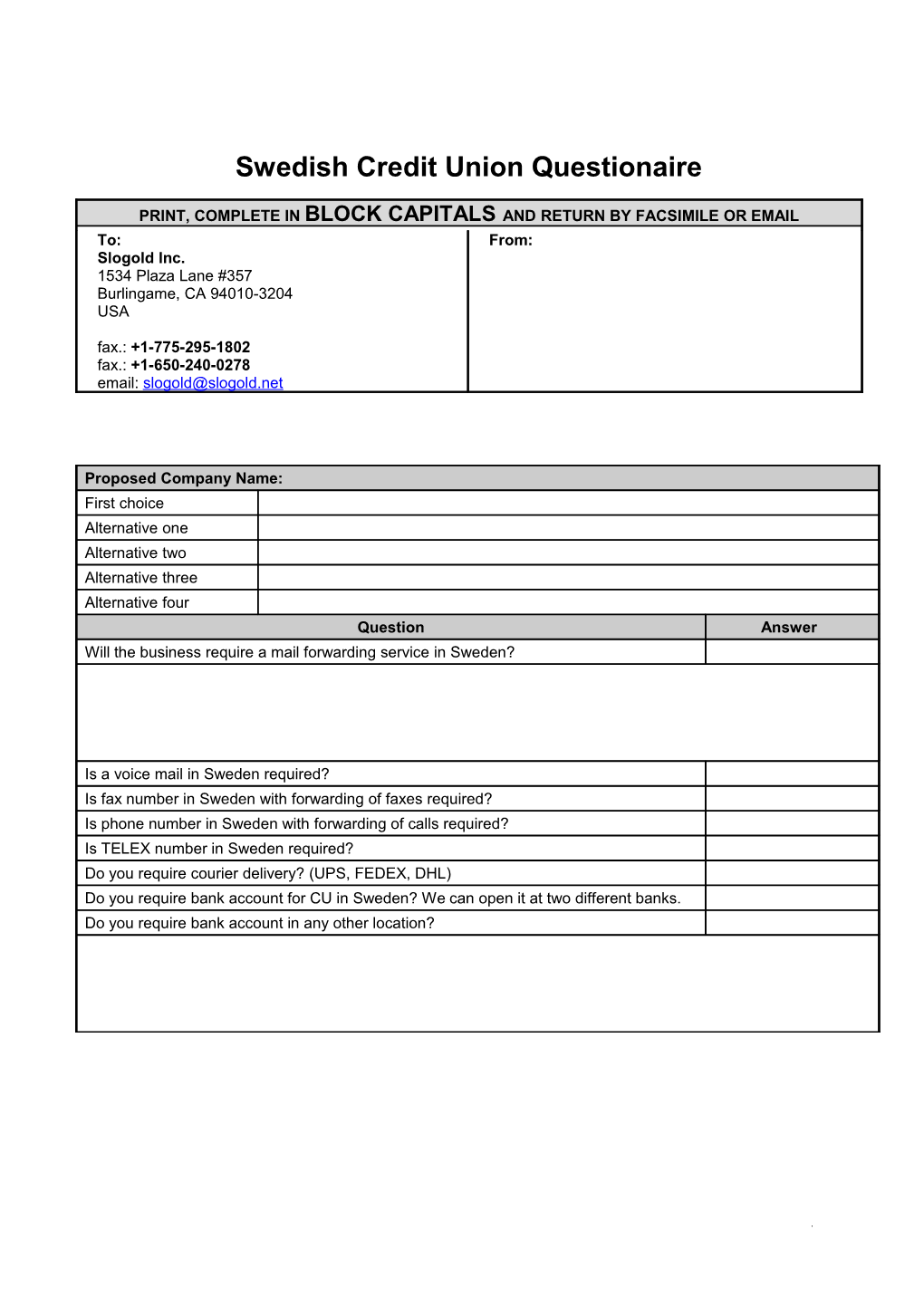 Swedish Credit Union Application