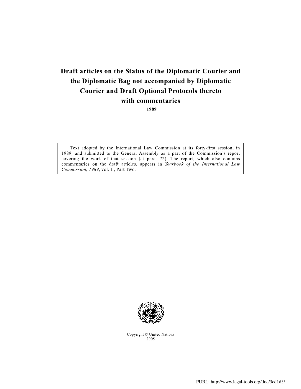 Draft Articles on the Status of the Diplomatic