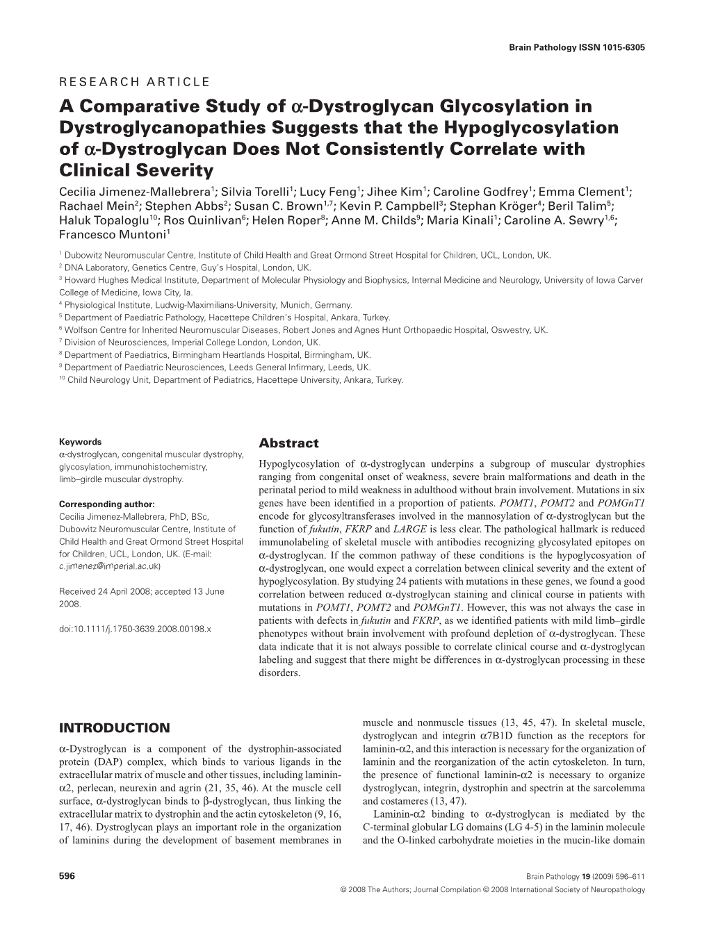 A Comparative Study of A-Dystroglycan Glycosylation In