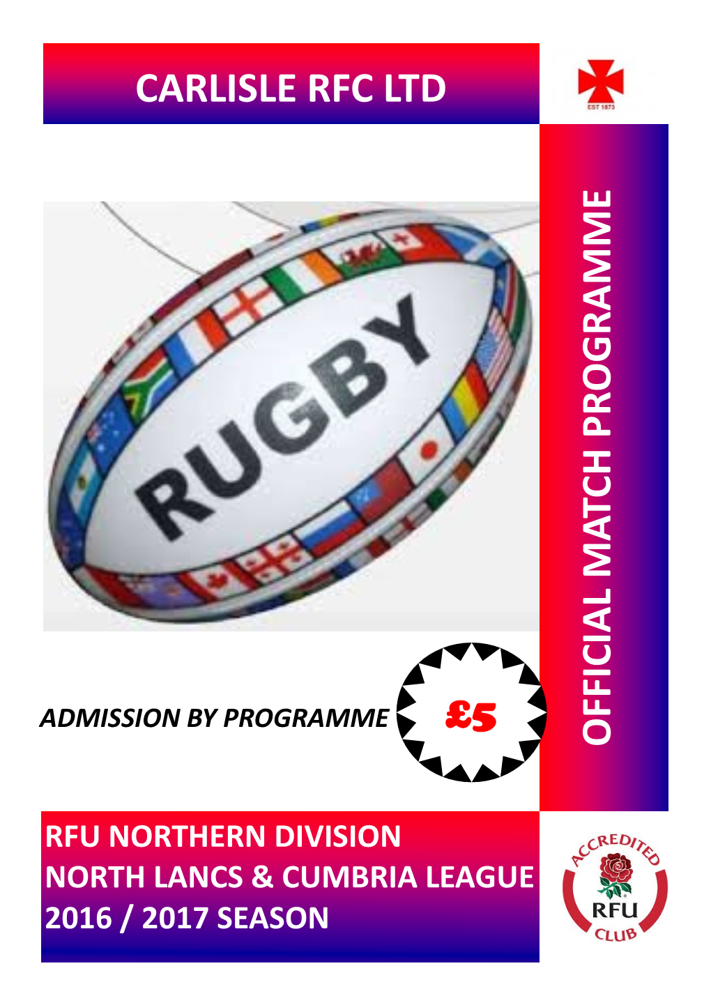 Carlisle Rfc Ltd Official Match Programme £5