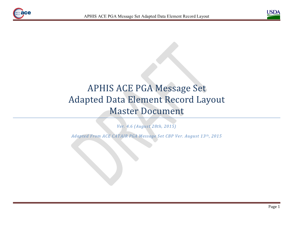 APHIS ACE PGA Message Set Adapted Data Element Record Layout