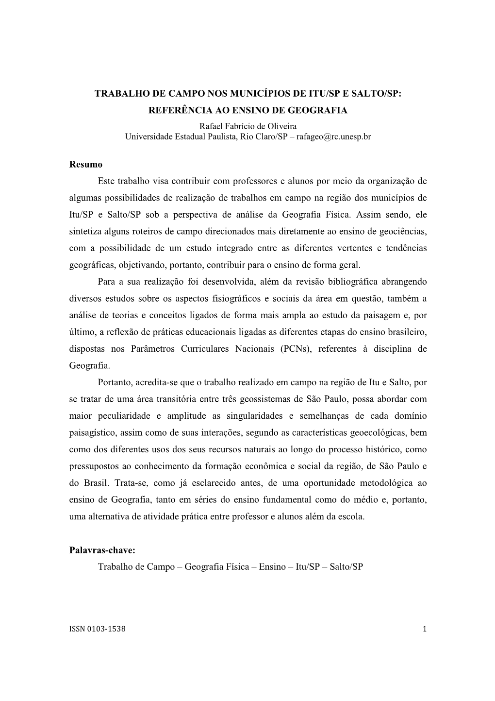 Trabalho De Campo Nos Municípios De Itu/Sp E