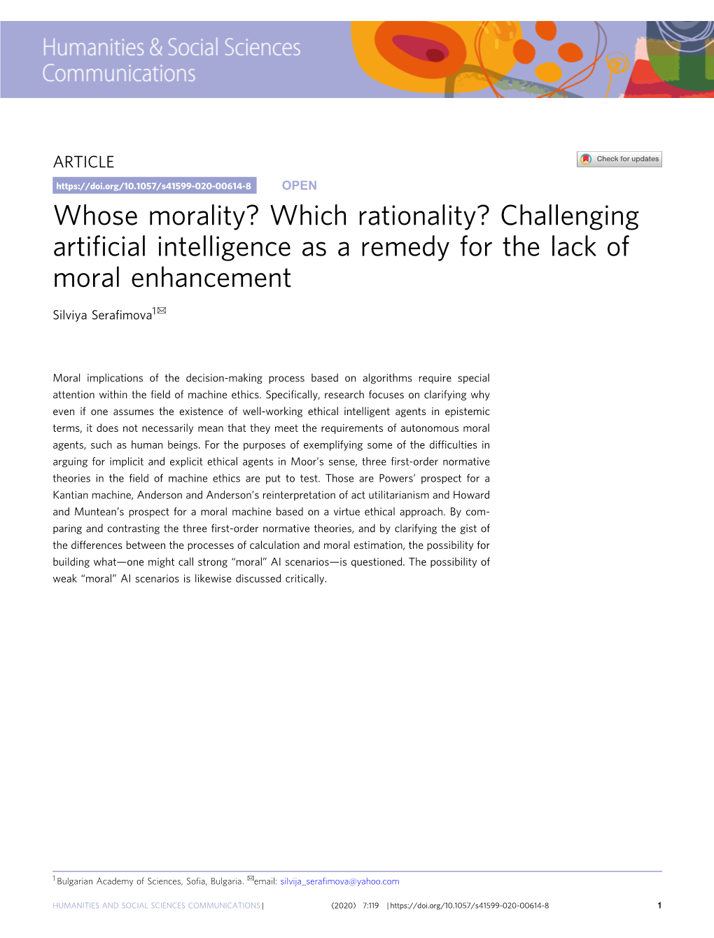 Whose Morality? Which Rationality? Challenging Artificial Intelligence As