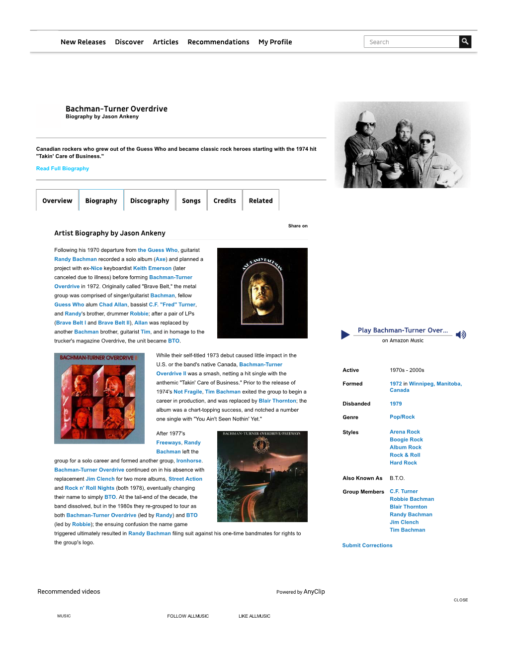 Bachman-Turner Overdrive | Biography & History | Allmusic