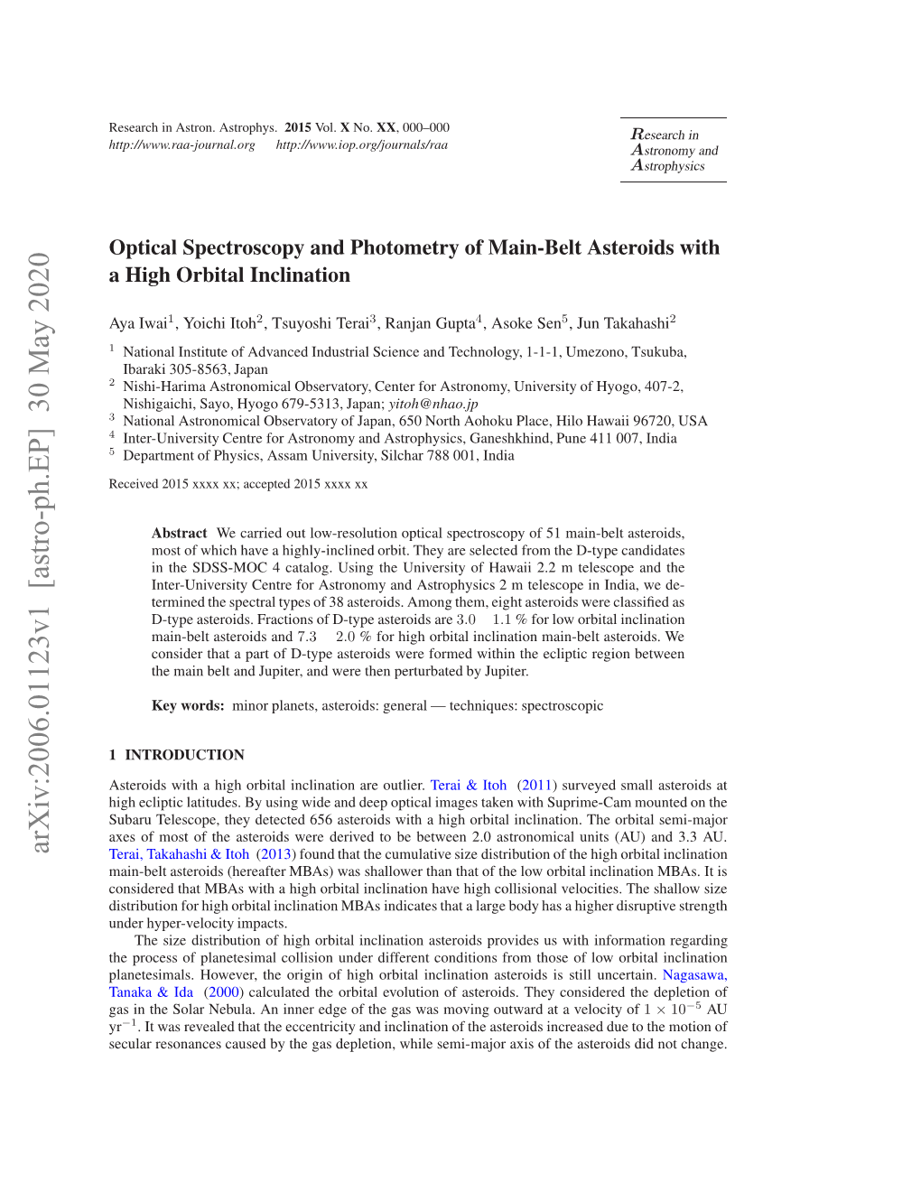 Optical Spectroscopy and Photometry of Main-Belt Asteroids with a High