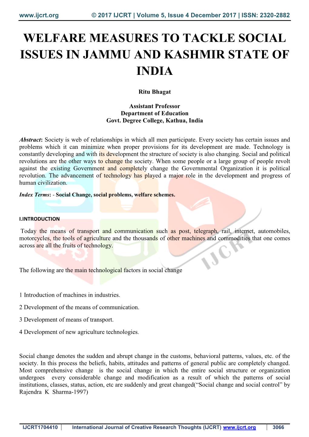 Welfare Measures to Tackle Social Issues in Jammu and Kashmir State of India