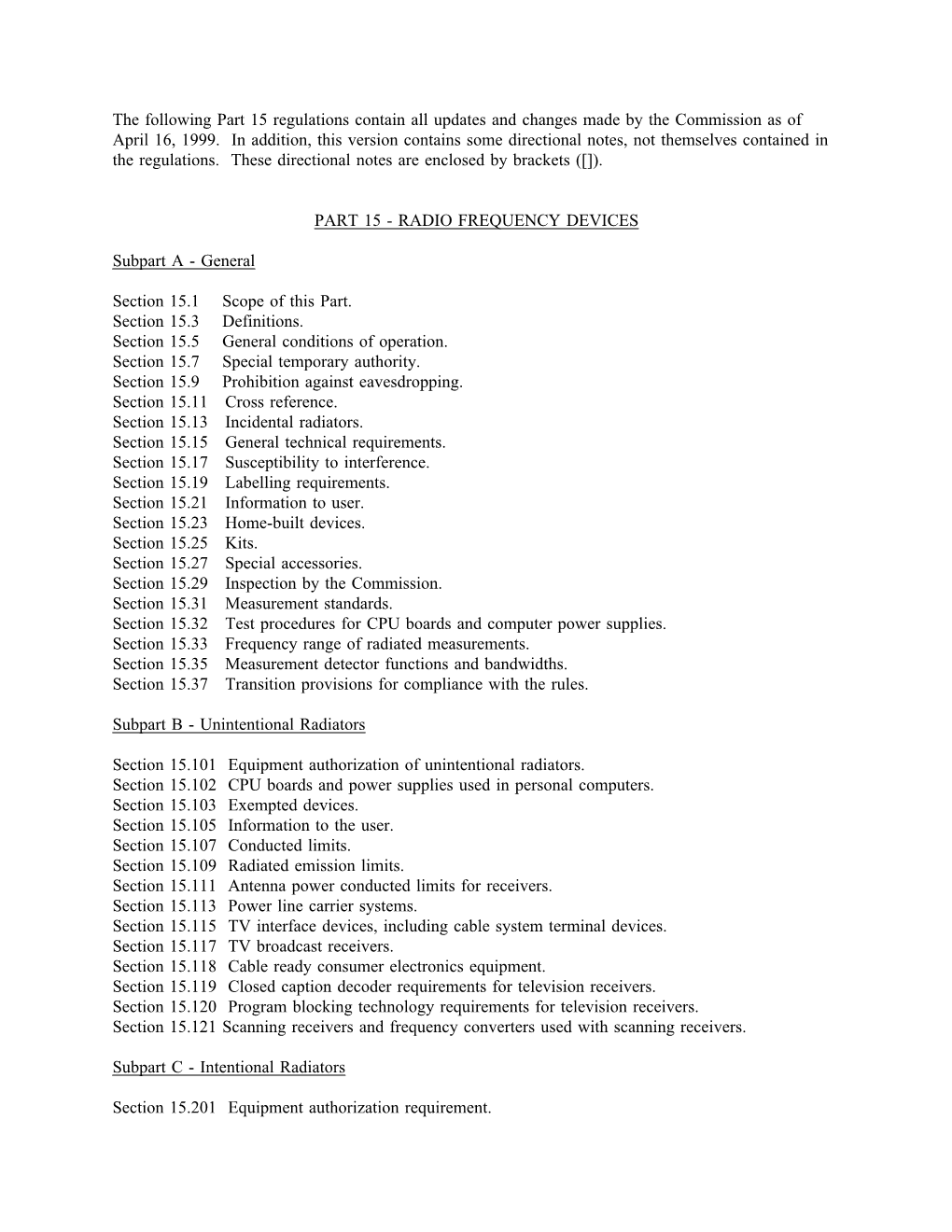 FCC 47CFR Part 15