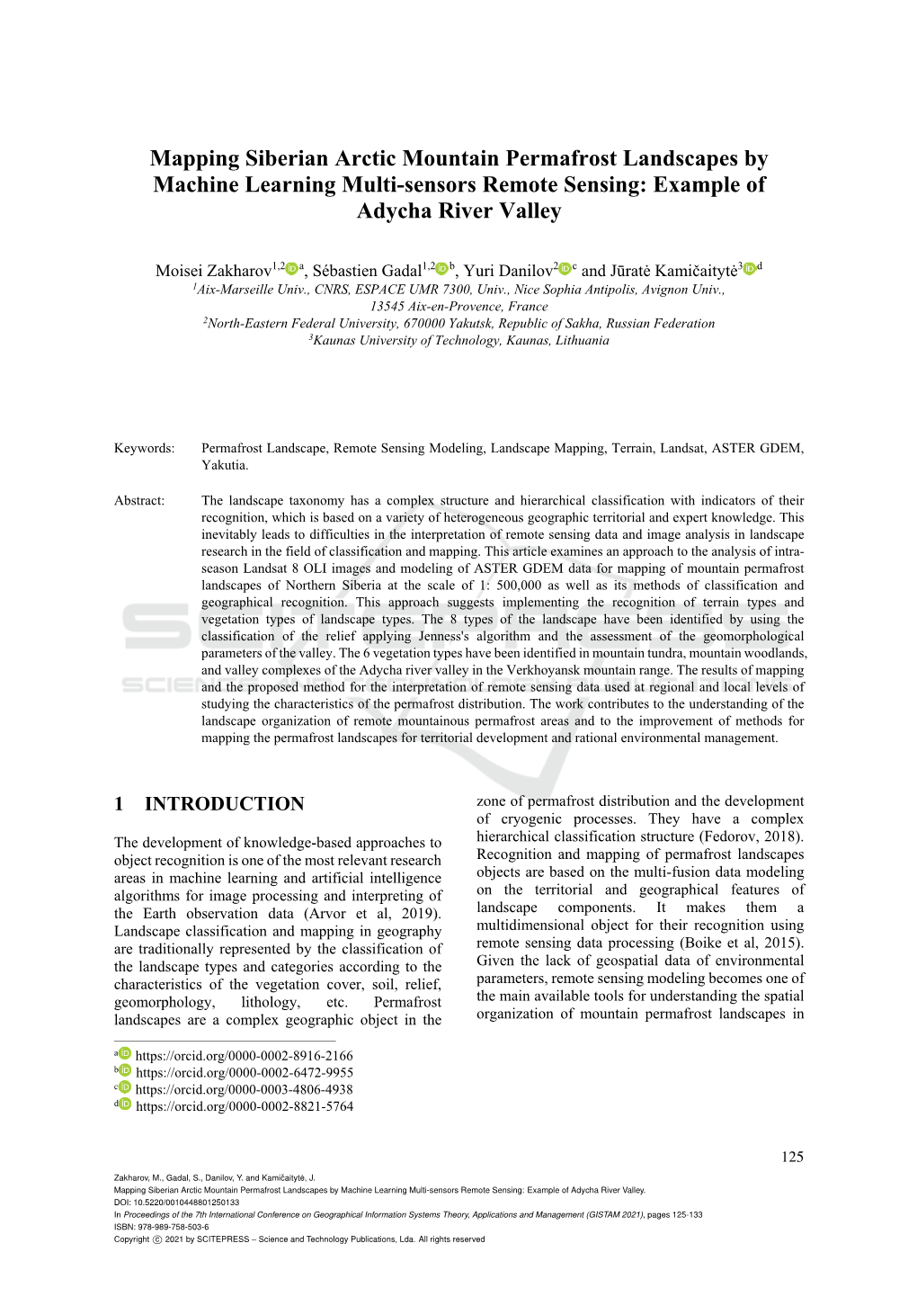 Mapping Siberian Arctic Mountain Permafrost Landscapes by Machine Learning Multi-Sensors Remote Sensing: Example of Adycha River Valley