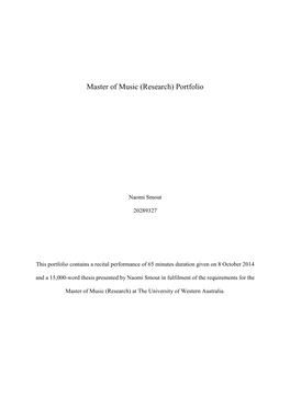 Master of Music (Research) Portfolio