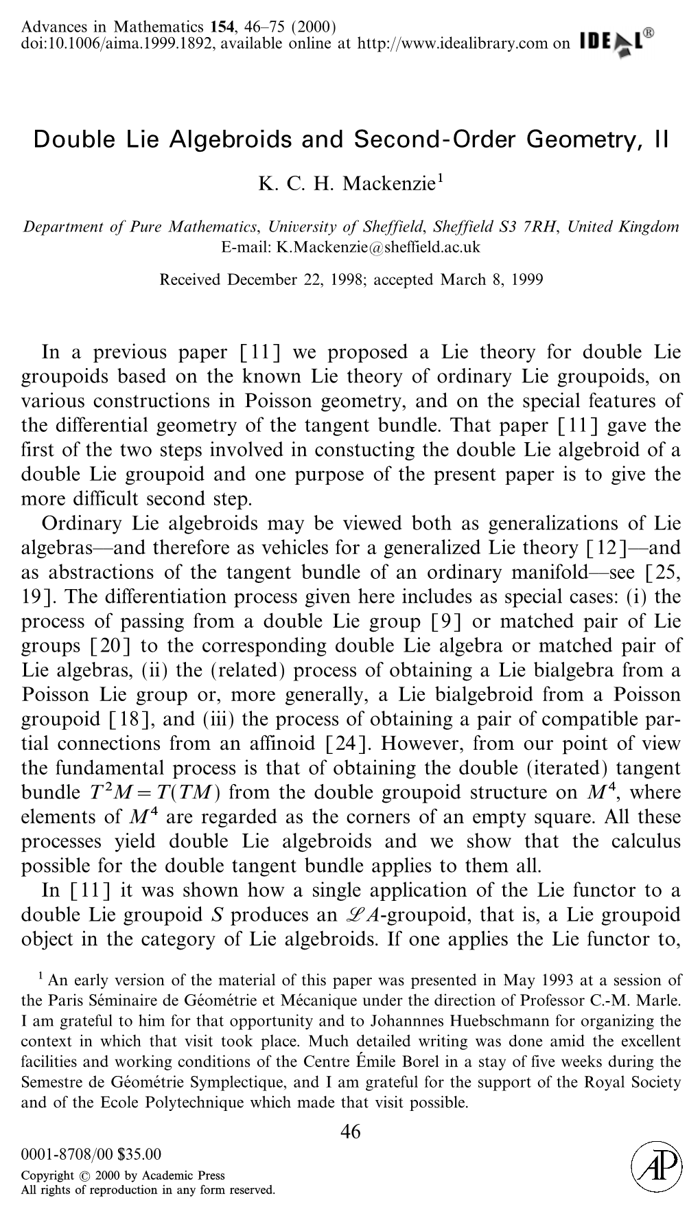 Double Lie Algebroids and Second-Order Geometry, II