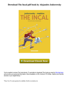 Download the Incal Pdf Book by Alejandro Jodorowsky