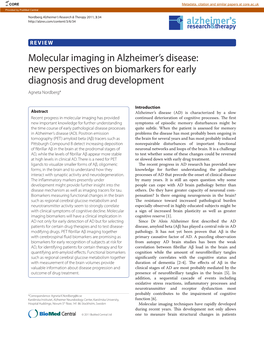 Molecular Imaging in Alzheimer's Disease
