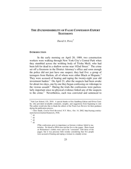 The Admissibility of False Confession Expert Testimony in State and Federal Court