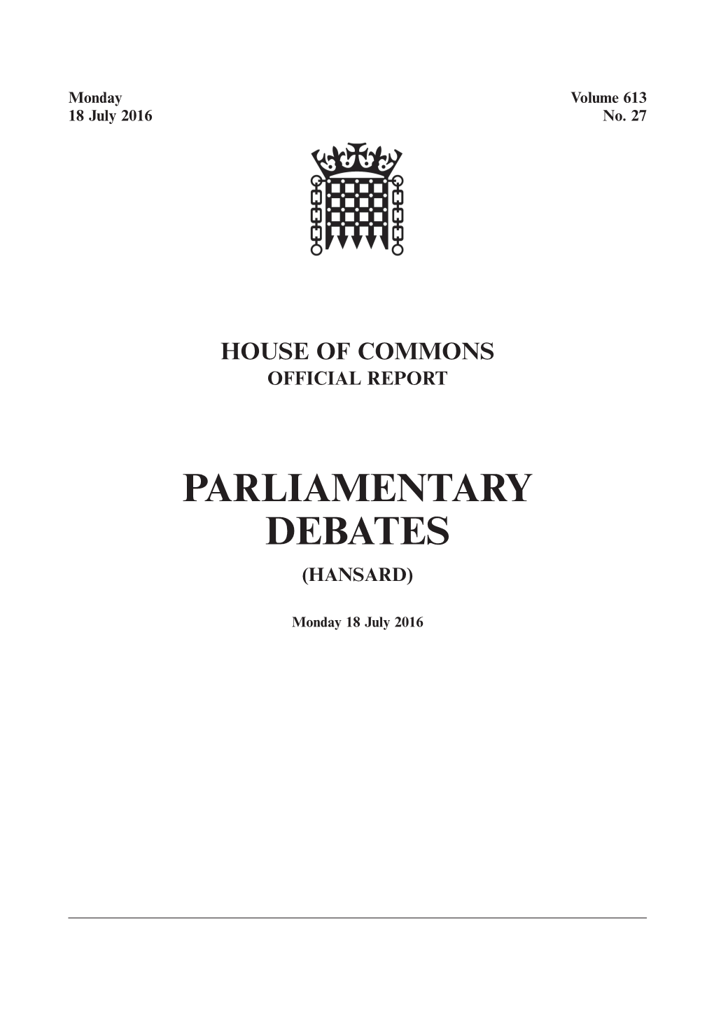 House of Commons Official Report