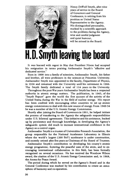 H.D. Smyth Leaving the Board