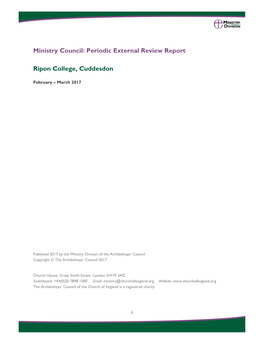 Periodic External Review Report Ripon College, Cuddesdon