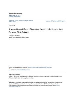 Adverse Health Effects of Intestinal Parasitic Infections in Rural Peruvian Clinic Patients