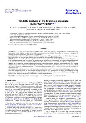 HST/STIS Analysis of the First Main Sequence Pulsar CU Virginis