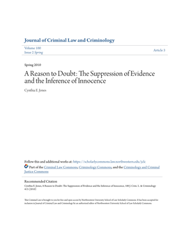 The Suppression of Evidence and the Inference of Innocence