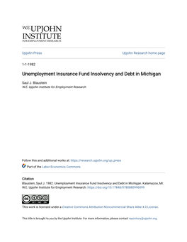 Unemployment Insurance Fund Insolvency and Debt in Michigan