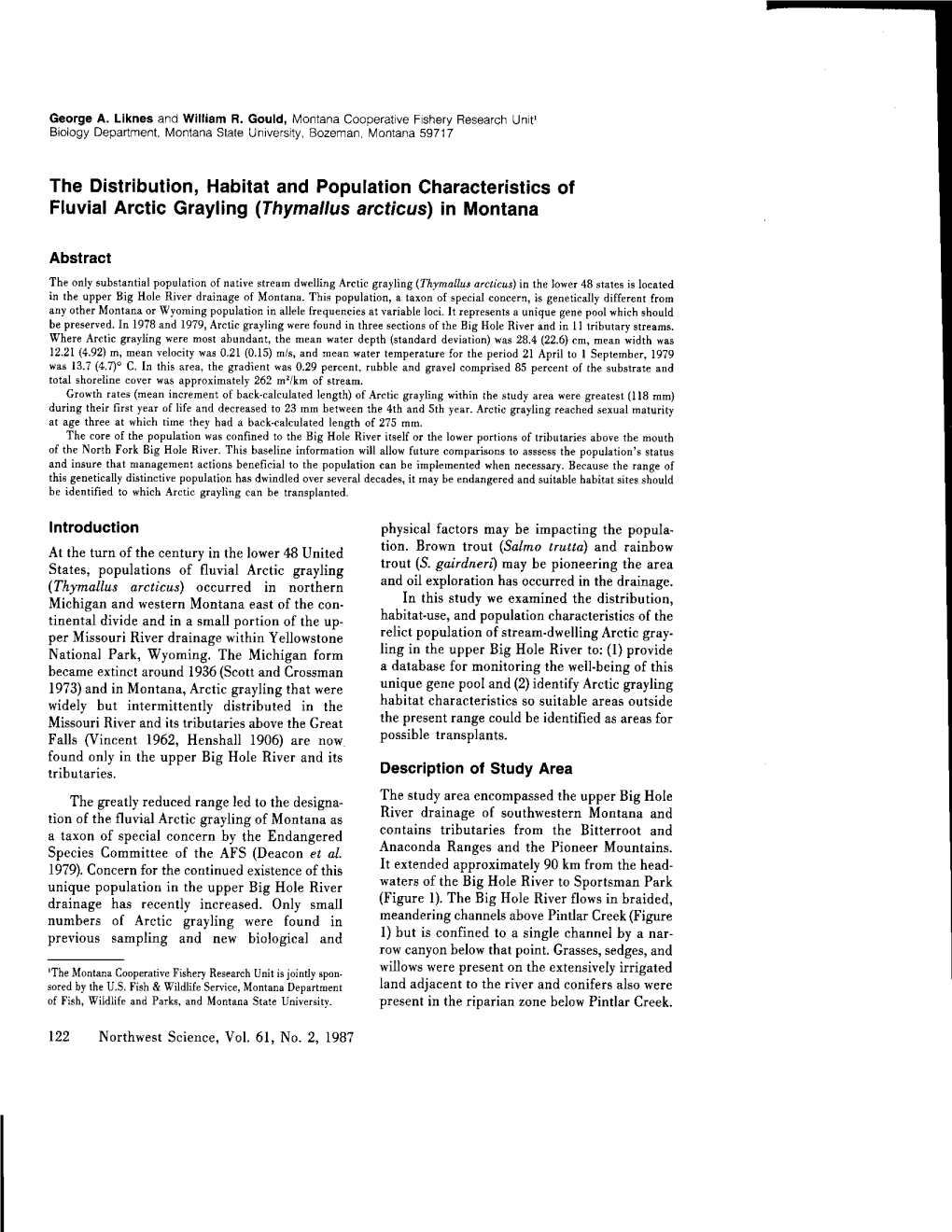 The Distribution, Habitat and Population Characteristics of Fluviaf