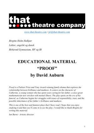 EDUCATIONAL MATERIAL “PROOF” by David Auburn
