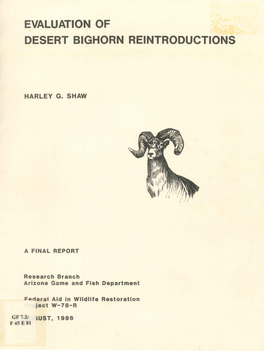 Evaluation of Desert Bighorn Reintroductions