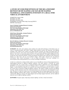 A Study on the Relationship Between Bump-Mapped Materials and Lighting Intensity in a Virtual Environment