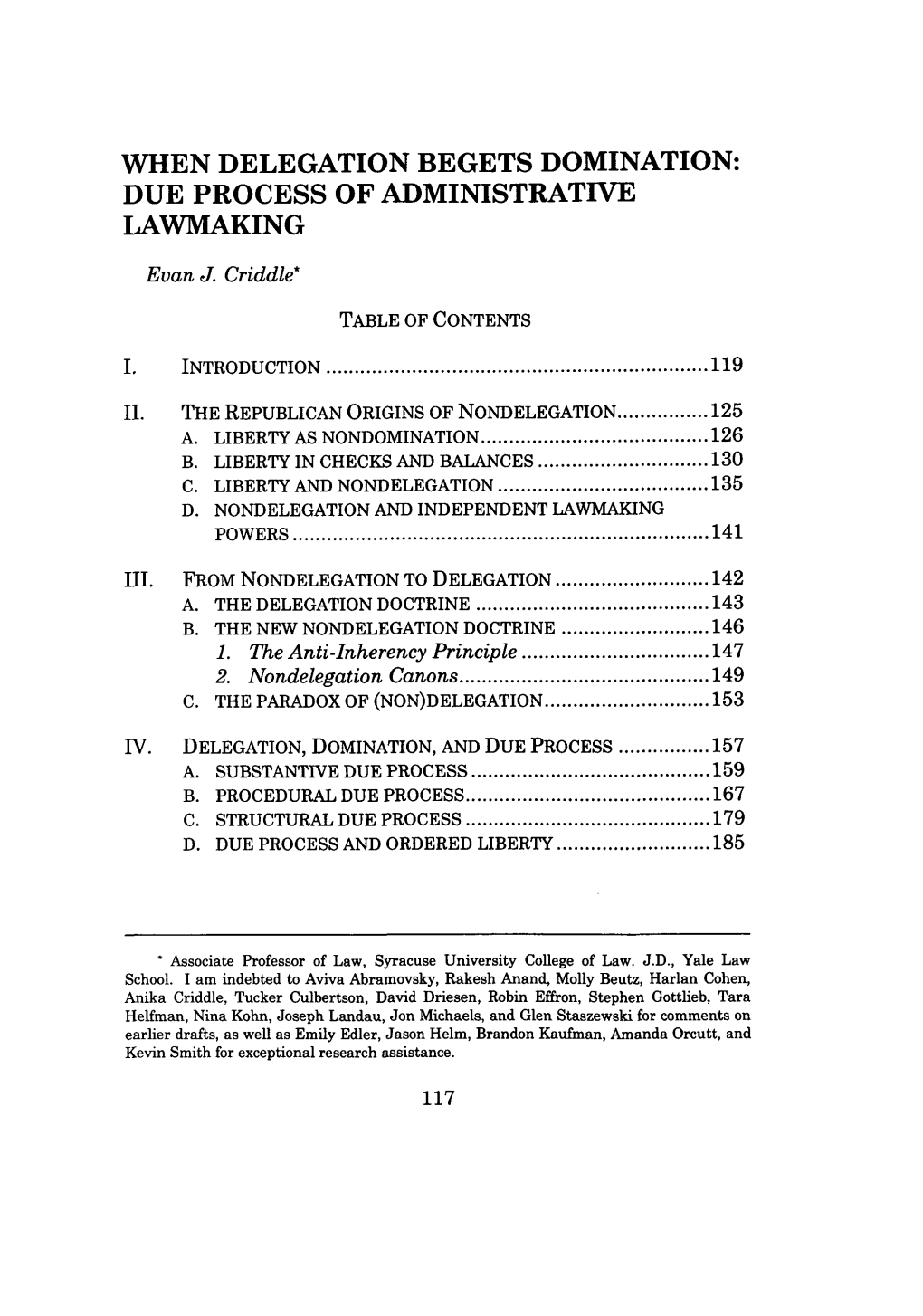 When Delegation Begets Domination: Due Process of Administrative Lawmaking