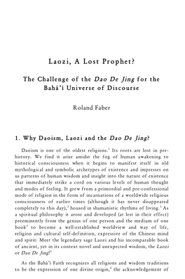 Laozi, a Lost Prophet?
