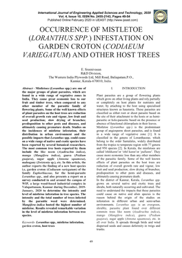 Loranthus Spp.) Infestation on Garden Croton (Codiaeum Variegatum) and Other Host Trees