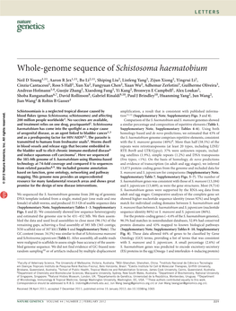 Whole-Genome Sequence of Schistosoma Haematobium