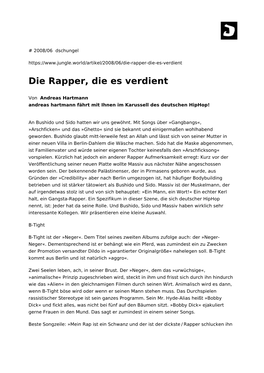 Die Rapper, Die Es Verdient