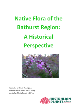 Native Flora of the Bathurst Region: a Historical Perspective